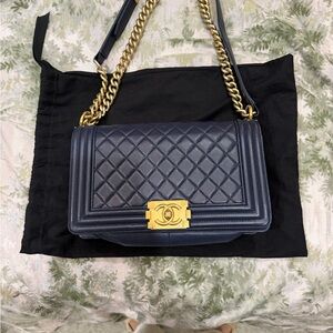 Chanel Navy Medium Boy Bag